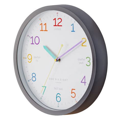 Buy Learn The Time Grey 30cm Silent Wall Clock Online Purely Wall Clocks