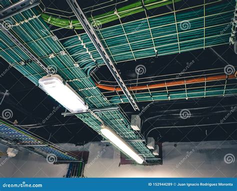 Electric Trays For Electrical And Data Cabling On Site Stock Image