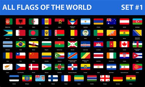 All Flags Of The World In Alphabetical Order Flat Style Set 1 Of 3