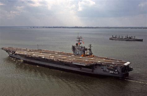 An Elevated Port Quarter View Of The Nuclear Powered Aircraft Carrier
