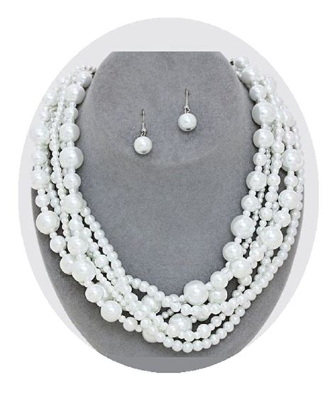 Multi Strand Faux Pearl Necklace Bride Bridesmaid Wedding Jewelry A Special Jewelry J