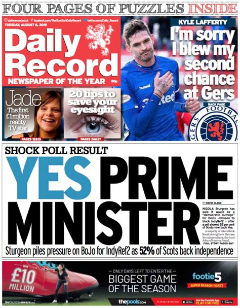 Scotlands Papers Boris Boosts Support For Scottish Independence