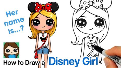 How To Draw A Disney Cute Girl Easy Cute Easy Drawings Kawaii Girl