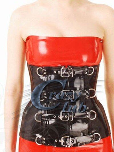 Crazy Clubwomen Latex Corsets Latex Corset Bondage On The Forehead With D Rings Custom Latex