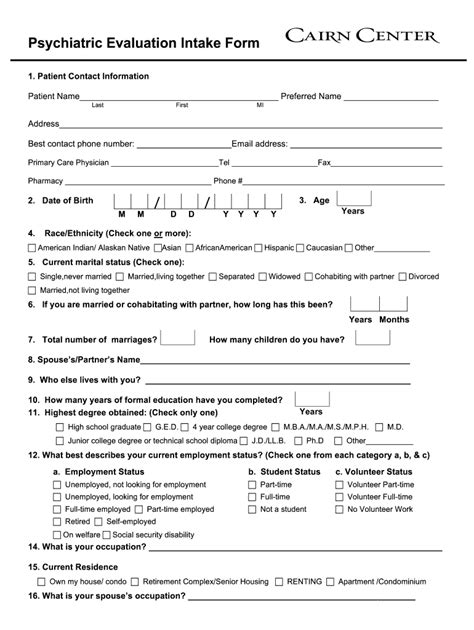 Mental Health Intake Form Pdf Fill Out And Sign Printable Pdf
