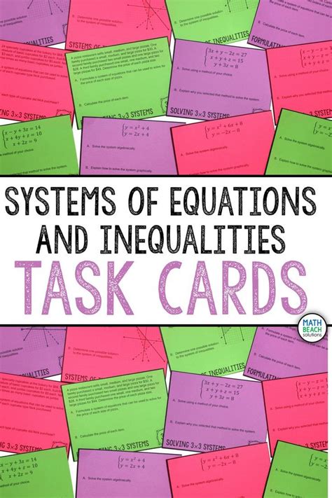 Systems Of Equations And Inequalities Task Cards Texas Algebra 2