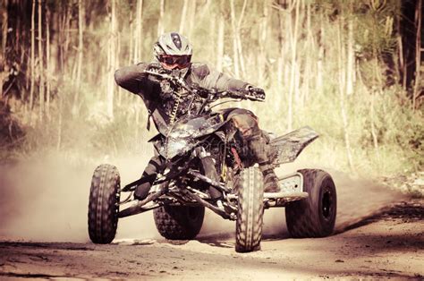 Atv Racer Takes A Turn During Stock Image Image Of Racer Outdoor