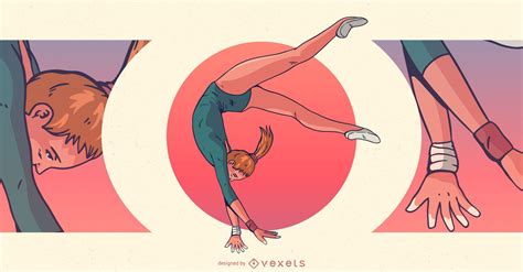 female gymnast sports illustration vector download