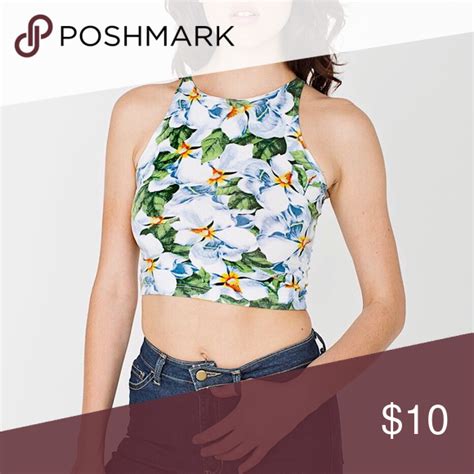 American Apparel Floral Jersey Cropped Top American Apparel Floral