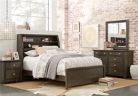 Riddick platform configurable bedroom set. Santa Cruz Gray 5 Pc Twin Bookcase Bedroom