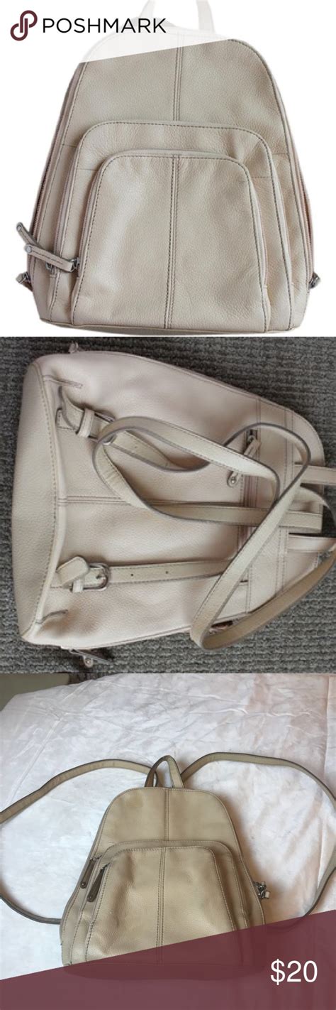 Tignanello Cream Leather Backpack Purse Leather Backpack Purse