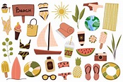 A set of summer things for the beach. Travel to a sunny country. Summer ...