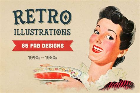 Authentic Retro Illustrations 1940s To 60s Only 19 Mightydeals