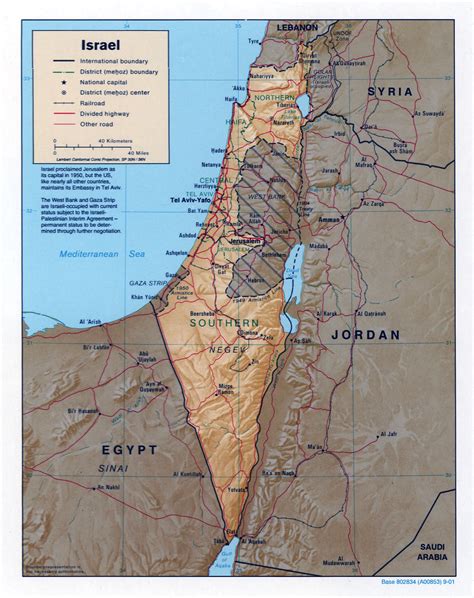 Large Detailed Political Map Of Israel With The West Bank Gaza Strip