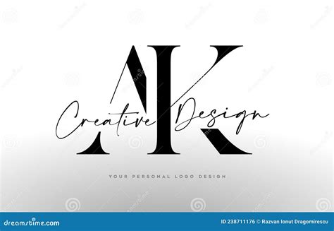 Ak Letter Logo Design Icon With Serif Font And United Creative Letters