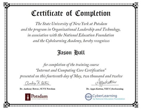 Certificate Of Completion Template Word