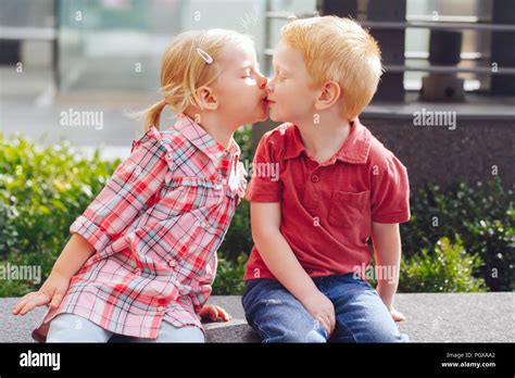 Group Portrait Of Two White Caucasian Cute Adorable Funny