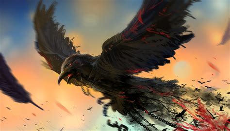 Download Crow Flying Fantasy Bird HD Wallpaper By Phuoc Quan