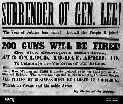 Poster Announcing The Surrender Of General Lee At The Appomattox
