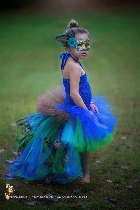 Pretty Homemade Peacock Costume For A Girl Arts And Crafts In 2019 Peacock Halloween Costume