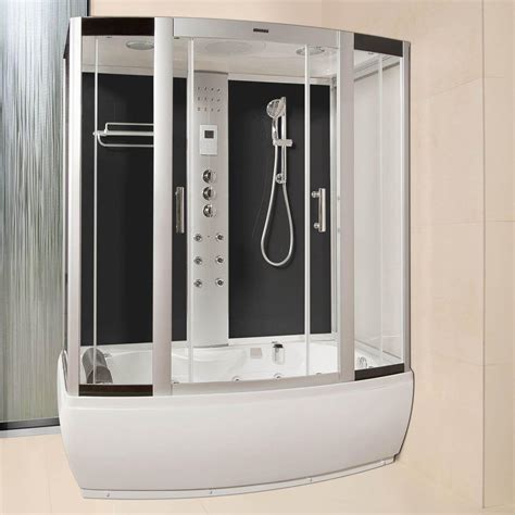 Lisna Waters Lww3 1700mm X 900mm Black Steam Shower Cabin Whirlpool And
