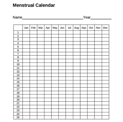 Free 11 Menstrual Calendars In Pdf