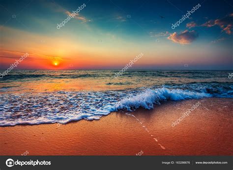 Beautiful Sunrise Over The Sea Stock Photo By ©valio84sl 163286676