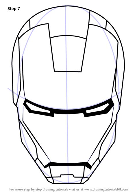 Learn How To Draw Iron Mans Helmet Iron Man Step By Step Drawing