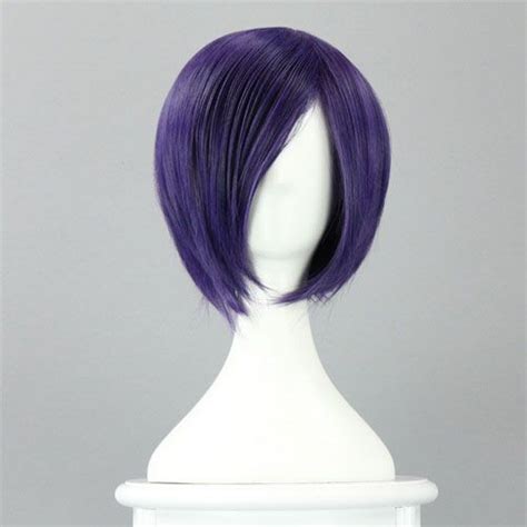 anime tokyo ghoul touka kirishima purple short straight wig halloween cosplay with images