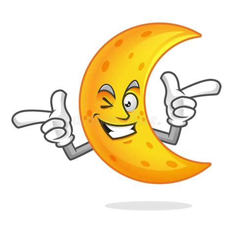 Happy Funky Moon Mascot Moon Character Moon Cartoon Vector Stock