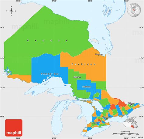 Political Simple Map Of Ontario Single Color Outside