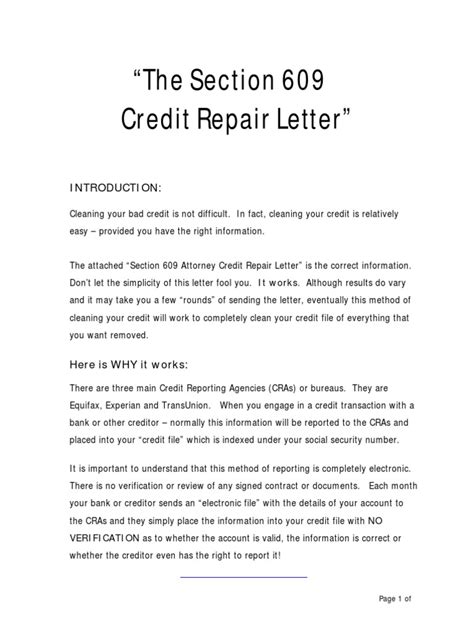 Credit Repair Letter Pdf Credit History Credit Bureau