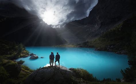 1600x1000 Lake Sunrise Mountain Hiking Italy Alps Nature Turquoise