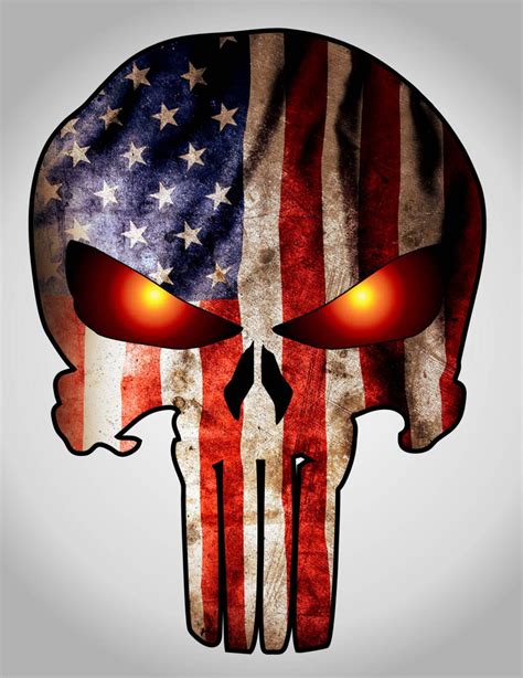 Punisher With American Flag And Glowing Eyes Sticker Decal Free