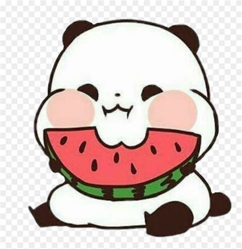 Panda Cute Love Watermelon Food Panda Kawaii Free Transparent Png
