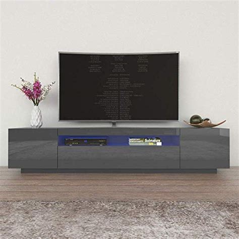 MEBLE FURNITURE RUGS Miami Modern TV Stand High Gloss Front Colors LED Dark Grey
