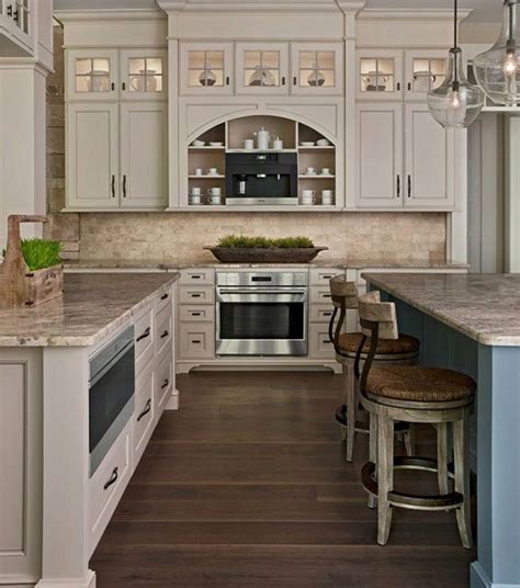 Love This Kitchen Cream Cabinets Travertine Backsplash Granite With