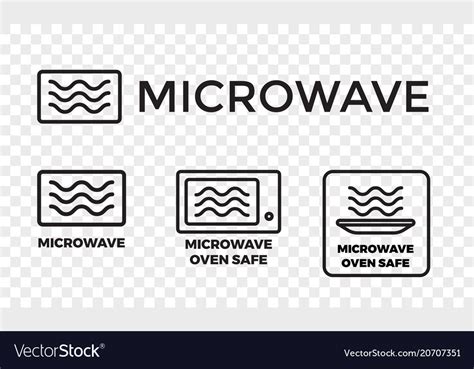 Microwave Oven Safe Icon Set Royalty Free Vector Image