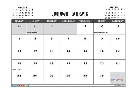 Printable June 2023 Calendar Free 12 Templates