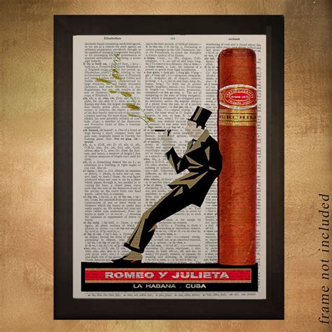 Vintage Cigar Poster Printed On Upcycled Dictionary Cigar Art Etsy