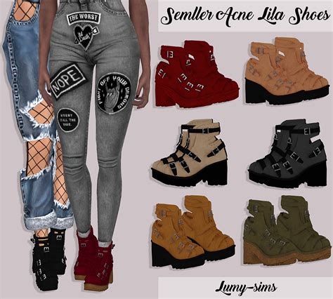 Lumy Sims Cc Semller Acne Lila Shoes 50 Swatches Hq Mod Sims 4