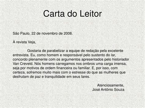 Exemplos De Reda O Carta Do Leitor Novo Exemplo