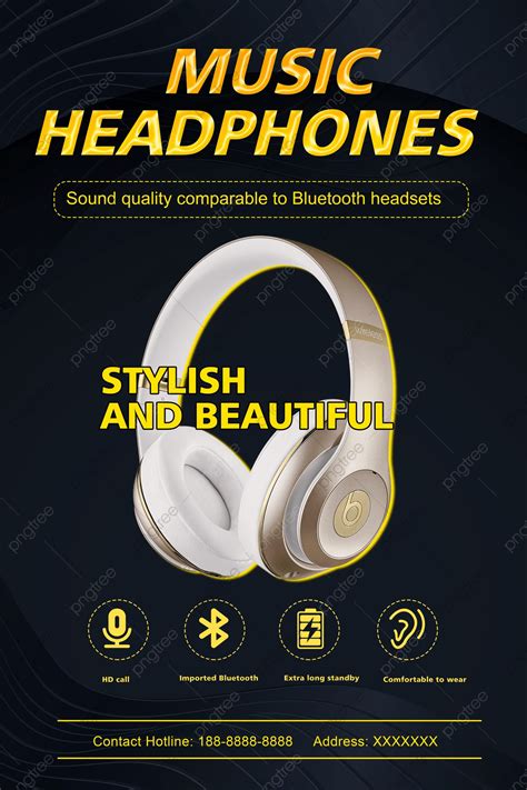 Music Headphones Black Gold Wind Creative Poster Template Download On