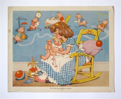 Vintage 1930s Nursery Rhyme Print This Little Pig Went Etsy
