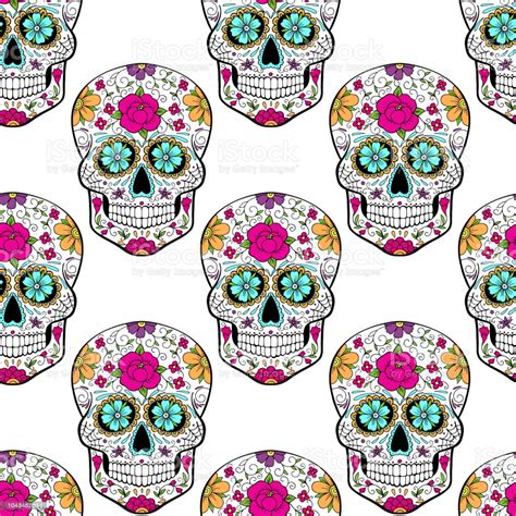 Seamless Pattern With Sugar Skull Stock Illustration Download Image