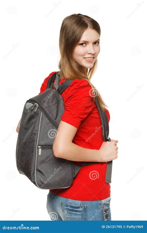 Teenager Girl With Backpack Stock Image Image Of Beauty Lecture 26131795