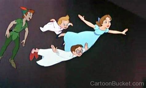 Wendy Flying With Michaeljohn And Peter Pan