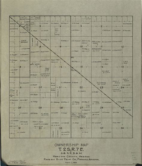 1926 Maricopa County Arizona Land Ownership Plat Map T2s R7e Arizona