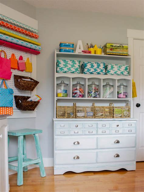 Use tabletop storage shelves to increase storage space in your craft room. Creative, Thrifty, & Small Space Craft Room Organization ...