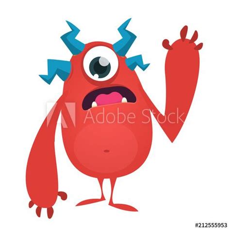 Cute Cartoon Monster With One Eye Vector Halloween Illustration Of